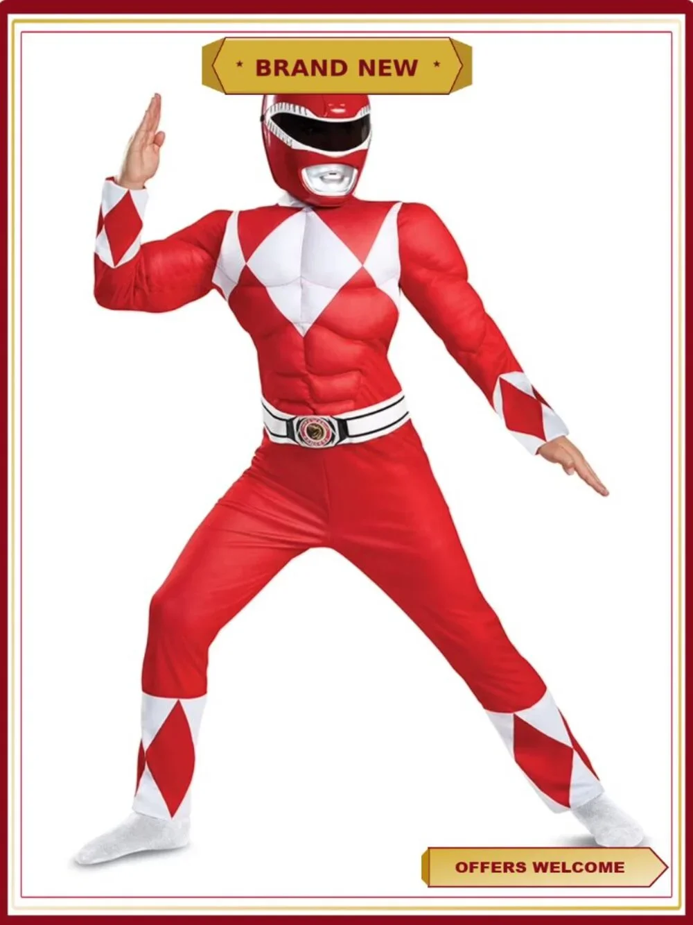 Power Rangers Mighty Morphin Red Ranger Child Classic Muscle Costume XS